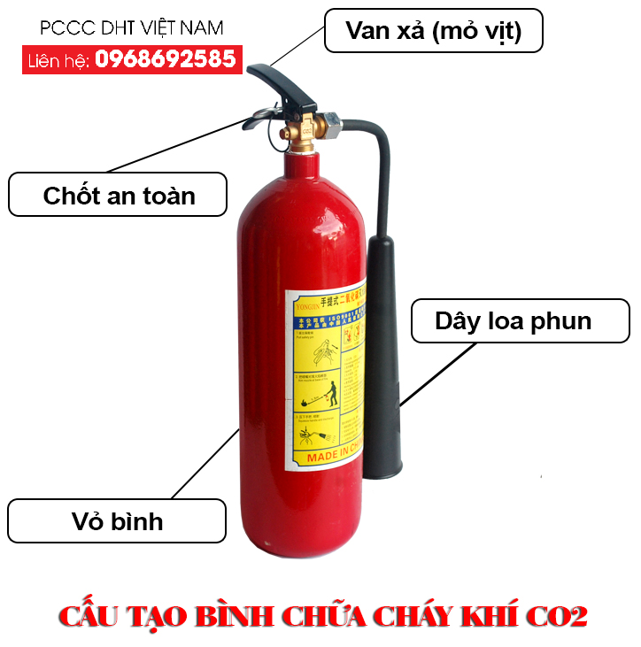 Bình chữa cháy CO2 - Thiết bị chữa cháy tại cụm khu công nghiệp BỐ HẠ