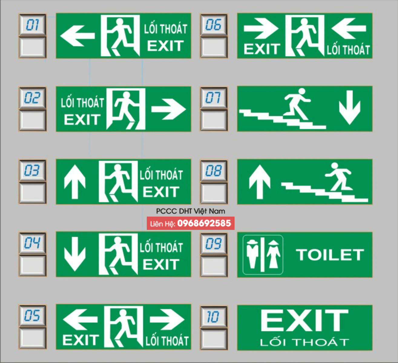 Đèn exit thoát hiểm dạ quang rẻ nhất tại Long Biên, Hà Nội